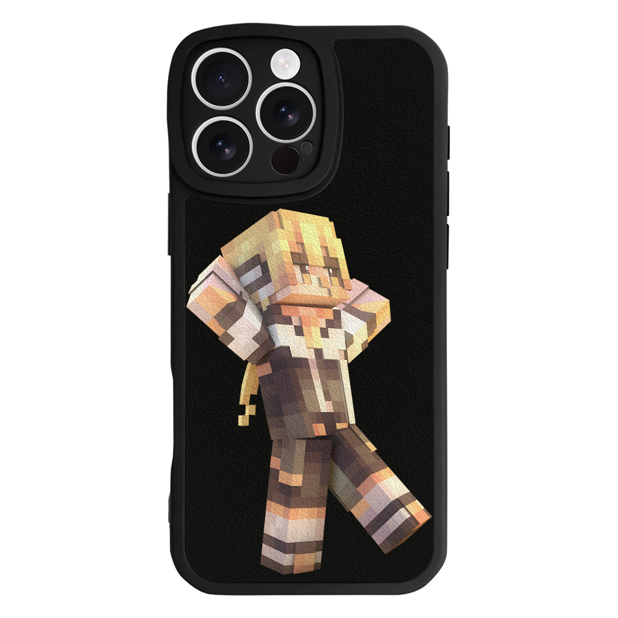 （画像用） マインクラフト ブロックの世界 Minecraft MC Block world 【iPhone 16シリーズ対応】シリコンスマホケース（レザー調） 材質：シリコン